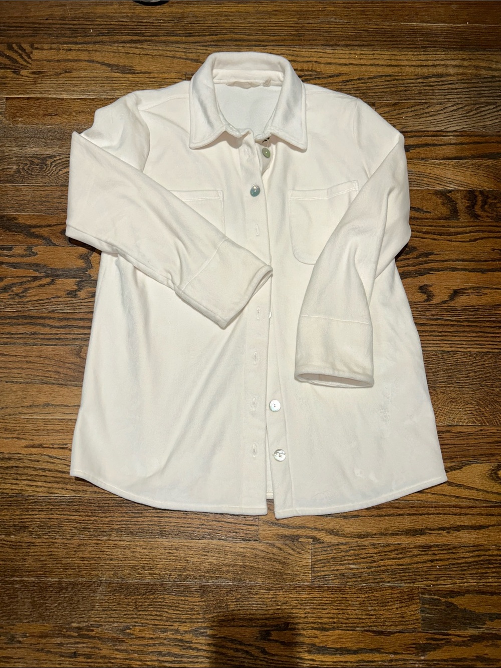 Soft Surroundings Cream Button-Up Shirt Jacket - Picture 2 of 8